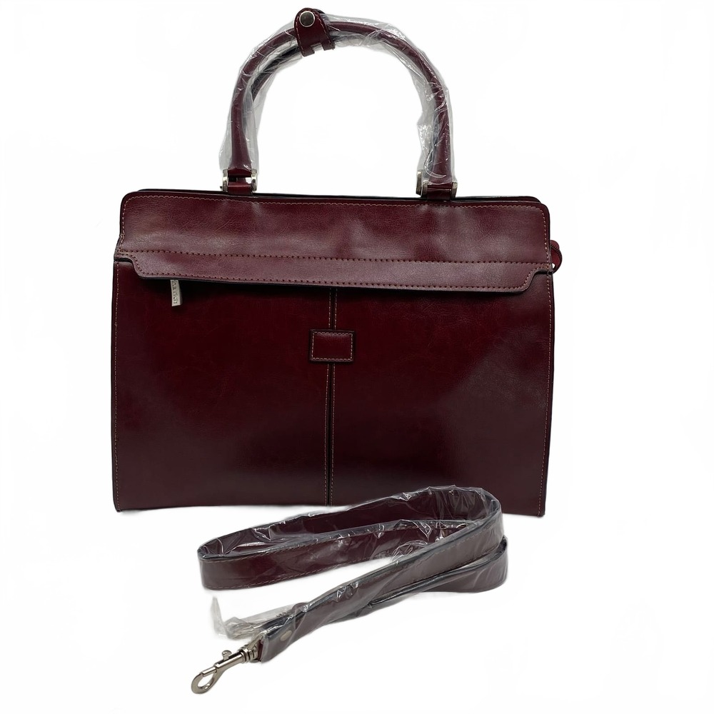 Rina Rich Red Faux Leather Satchel | Cross-Body Strap, OS